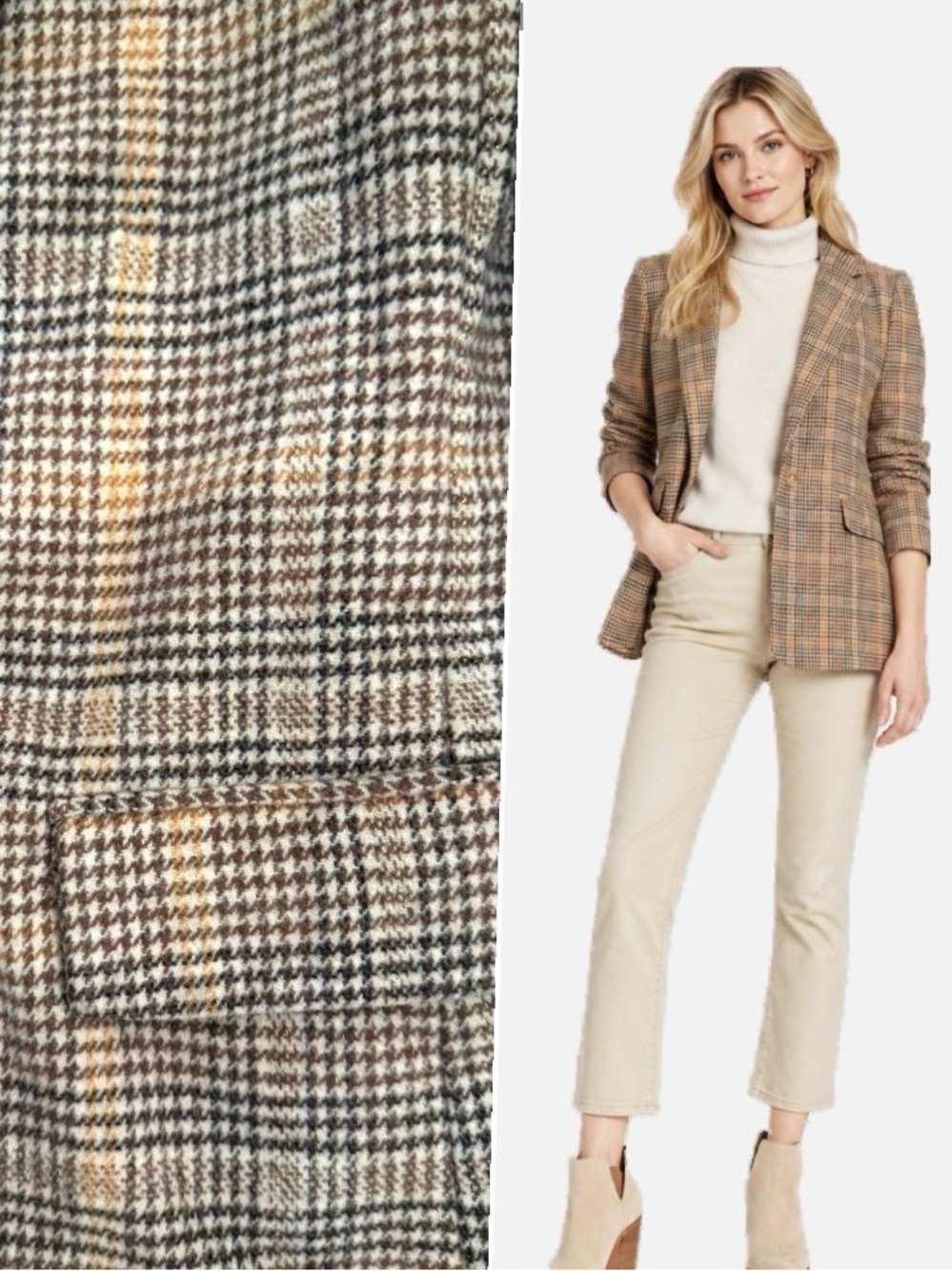 OAT New York, Plaid Wool Blend Blazer | Size Small | Quiet Luxury, Size S